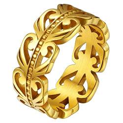 FaithHeart goldring für Damen Mädchen Trinity Knot Fingerring Triquetra Rattan keltischer Knoten Ring Ewigkeitring Bandring für Paar Pärchen von FaithHeart