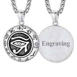 FaithHeart personalisierter Horusauge Anhänger mit Rune Symbol Punk Goitk Ägyptischer Auge von Horus Halskette für Freunden Ehemann von FaithHeart