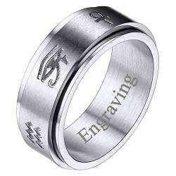 FaithHeart personalisierter Spinnerring Horus Auge Fingerring mit ägyptischer Horusuauge Herren Jungen Drehbarer Fingerring für Weihnachten Valentinstag Geburtstag von FaithHeart