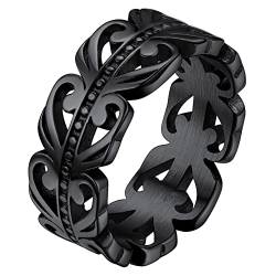 FaithHeart schwarz Ring Bandring für Damen Mädchen 8mm breit Irischer Trinity Knot Ring Ehering Verlorbungsring für Freundin Ehefrau von FaithHeart