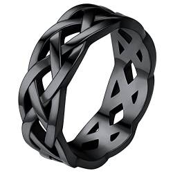 FaithHeart schwarz Ring für Damen Mädchen Keltischer Knot Fingerring Celtic Knot Ring Ewigkeitring Bandring für Paar Pärchen von FaithHeart