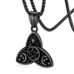 FaithHeart schwarz Triple Mond Anhänger Halskette Wicca Dreifach Göttin Mond Kette Literarischer Amulett für Frauen Mädchen von FaithHeart