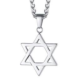 FaithHeart silberkette mit Hexagramm Anhänger Davidstern Kette Jüdischer Modeschmuck mit Namen Text Gravur für Herren Jungen von FaithHeart