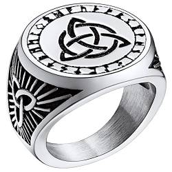 FaithHeart skandinavischer Fingerring mit Keltischer Knot Symbol Viking Style Rune Ring Wikinger Style Siegelring mit Geschenkebox für Party Weihnachten von FaithHeart