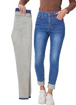 Fakanhui Damen Fleece Gef¨¹ttert Winter Thermo Jeans Hosen Warm Jeans Denim Skinny Jeanshosen von Fakanhui