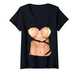 Fake Abs T-Shirt Lustiger Bikini Body Muscle Six Pack 3D T-Shirt mit V-Ausschnitt von Fake Boobs T-Shirts