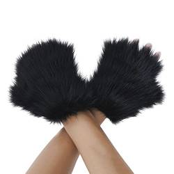 Damen Mädchen Flauschige Fingerlose Fäustlinge Katzen Fuchs Pfote Cosplay Handschuhe Winter Warme Handschuhe Fancy Party Dress Up Rollenspiel Requisiten von FakeFace