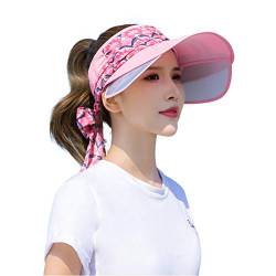 FakeFace Breite Krempe Strohhut Damen Sonnenhut Visor Sommer Strand-Kappe Bowknot Schirmmütze Tennis Cap Faltbar Sommerhut Sonnenschild Schirmkappe Damenhut Baseball Kappe Anti-UV-Hut von FakeFace