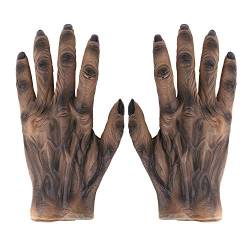 FakeFace Halloween Gruseliger Dämon Handschuhe Erwachsene Teenager Kostüm Party Cosplay Requisiten Horror Teufel Monster/Werwolf/Skelett Kostüm Tierhandschuhe von FakeFace