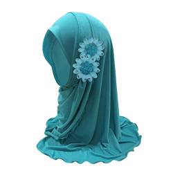 FakeFace Mädchen Kopftuch Kinder Muslimischer Hijab Kleines Mädchen Moslem Schal mit Blumen Arabien Islamische Kopfkappe Kleidung Schal Sommer Stretch Turban Gesichtsschleier Kopfbedeckung von FakeFace