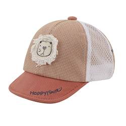 FakeFace Mütze Baby Schirmmütze Baby Kappe Baumwoll Schiebermütze Cappy Mädchen Jungen Baby Hat Base Cap Babymütze Sommer Frühling Kindermütze (Löwe-orange) von FakeFace