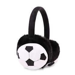 FakeFace Ohrenschützer für Jungen Kinder Winter Warme Ohrenwärmer Verstellbar Plüsch Ohrwärmer Earmuffs Winterzubehör Outdoor Kälteschutz Ohrenmuscheln, Fußballmuster von FakeFace