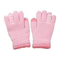 FakeFace Süße Kinder Fingerhandschuhe Gestrickte Handschuhe Stretch Vollfinger Handschuhe Jungen Mädchen Winter Warme Kinderhandschuhe Strickhandschuhe 3-8 Jahre-Pink von FakeFace