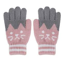 FakeFace Süße Kinder Fingerhandschuhe Gestrickte Handschuhe mit Katze Jungen Mädchen Winter Warme Kinderhandschuhe Strickhandschuhe 3-8 Jahre von FakeFace