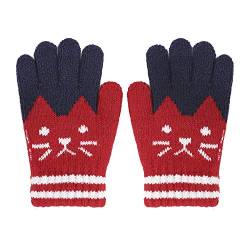 FakeFace Süße Kinder Fingerhandschuhe Gestrickte Handschuhe mit Katze Jungen Mädchen Winter Warme Kinderhandschuhe Strickhandschuhe 3-8 Jahre von FakeFace