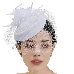 Fascinator Hüte 20er 50er Jahre Hut Haar Clip Accessoire Haarreif Kopfbedeckung mit Schleier Cocktail Tea Party Hochzeit Kirche Haarschmuck Kopfschmuck für Mädchen und Frauen von FakeFace