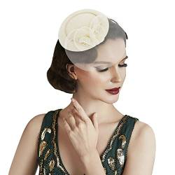 Fascinator Hüte 20er 50er Jahre Hut Haar Clip Accessoire Haarreif Kopfbedeckung mit Schleier Cocktail Tea Party Hochzeit Kirche Haarschmuck Kopfschmuck für Mädchen und Frauen von FakeFace