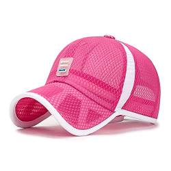 Kinder Basecap Schirmmütze Schnelltrocknend Mesh Kappe Baseball Cap Sonnenhut Junge Mädchen Basketball Sportkappe Einstellbar Baseballmütze Bestickte Sommerhut (Rosa(Full mesh)) von FakeFace