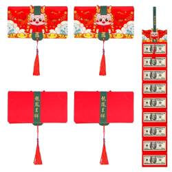 5 x rote Briefumschläge für chinesisches Neujahr, 2024 Drache Hong Bao Paket, 10 Kartenfächer, chinesische Faltpakete, chinesisches Neujahr, Glücksgeldumschläge für Frühlingsfest, Hochzeit (Stil 2) von Falafoty