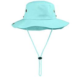 Wide Brim Hiking Fishing Safari Boonie Bucket Hats 100% Cotton UV Sun Protection for Men Women Outdoor Activities L/XL Aqua von Falari