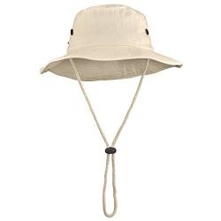 Wide Brim Hiking Fishing Safari Boonie Bucket Hats 100% Cotton UV Sun Protection for Men Women Outdoor Activities L/XL Putty von Falari