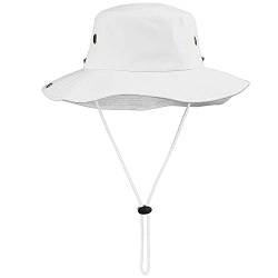 Wide Brim Hiking Fishing Safari Boonie Bucket Hats 100% Cotton UV Sun Protection for Men Women Outdoor Activities L/XL White von Falari