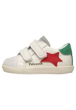 Falcotto ALNOITE VL-Sneakers aus gebürstetem Nappaleder und Veloursleder mit Klettverschluss-Weiß, Mattweiß 25 von Falcotto
