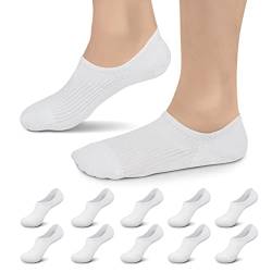 Falechay 10 Paar Sneaker Socken Herren Füßlinge Damen Footies Unsichtbare Silikonpad No Show Socken B-Weiß 43-46 von Falechay