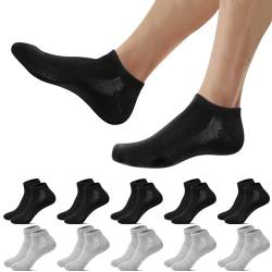Falechay 10 Paar Sneaker Socken Herren Sportsocken Damen Atmungsaktive Laufsocken Baumwolle Halbsocken Unisex,Schwarz Grau 39-42 von Falechay