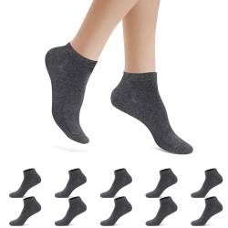 Falechay 10 Paar Sneaker Socken Herren Sportsocken Damen Kurze Socken Halbsocken Baumwolle Unisex Socken,Dunkelgrau 43-46 von Falechay