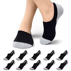 Falechay 10 Paar Sneakersocken Damen No Show Socken Füßlinge Herren Kurze Silikonpad Anti Rutsch Socken A-Schwarz 35-38 von Falechay