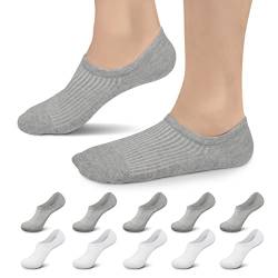 Falechay 10 Paar Socken Herren Füßlinge Damen Füsslinge Footies Sneakersocken Unsichtbare Silikonpad No Show Socken B-Weiß-Grau 47-50 von Falechay