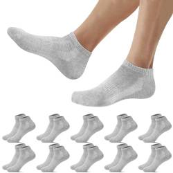 Falechay 10 Paar Sportsocken Sneaker Socken Herren Damen Baumwolle Atmungsaktive Sneakersocken Halbsocken,Grau 35-38 von Falechay