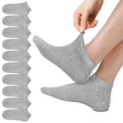 Falechay 10 Paar Unisex Sneaker Socken Damen Herrensocken Baumwolle Atmungsaktive Sportsocken Kurze Socks,Grau 39-42 von Falechay