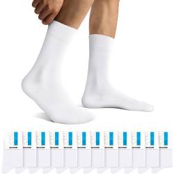 Falechay 12 Paar Socken Herren Baumwolle Business Socken Herrensocken Sportsocken Socks Atmungsaktive Weiß 39-42 von Falechay