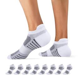 Falechay 8 Paar Sneaker Socken Damen Weiß Socken Herren Sportsocken LaufSocken Baumwolle Atmungsaktiv,Weiß 39-42 von Falechay