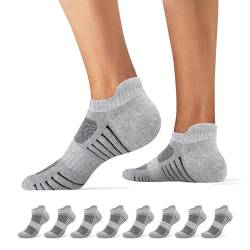 Falechay 8 Paar Socken Herren Sneaker Socken Damen Kurze Sportsocken Atmungsaktive LaufSocken Unisex,Grau 35-38 von Falechay