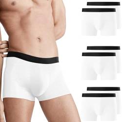 Falechay Boxershorts Herren 6er Pack Unterhosen Männer Boxershorts Ohne Kratzenden Zettel UnterwäSche Boxer Sportunterhosen für Herren Retroshorts Baumwolle Weiß 3XL von Falechay