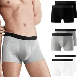 Falechay Boxershorts Herren 6er Pack Unterwäsche Baumwolle Sportunterhosen für Herren Unterhosen Männer Ohne Kratzenden Zettel Boxer Shorts Sport Unterhosen Schwarz-Weiß-Grau L von Falechay