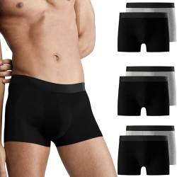 Falechay Boxershorts Herren Unterhosen Männer Boxer Shorts 6er Pack Unterwäsche Baumwolle Sportunterhosen für Herren Ohne Kratzenden Zettel Sport Unterhosen Schwarz-Grau L von Falechay