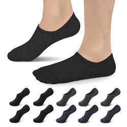 Falechay Sneaker Socken Damen 35-38 Füsslinge Herren 10 Paar Unsichtbare Kurze No Show Socken B-Schwarz-Dunkelgrau-Marineblau von Falechay