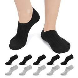 Falechay Sneaker Socken Damen 35-38 Füsslinge Herren 10 Paar Unsichtbare Kurze No Show Socken C-Schwarz-Grau von Falechay