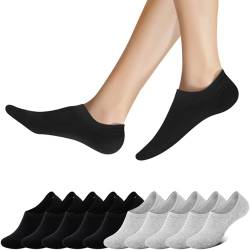 Falechay Sneaker Socken Damen Herren Füßlinge Unsichtbare 10 Paar Schwarz Grau 35-38 von Falechay