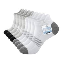 Falechay Sneaker Socken Damen Herren Sportsocken Sneakersocken Kurze Socken 8 Paar Baumwolle Atmungsaktive Halbsocken Unisex,Weiß Grau 35-38 von Falechay