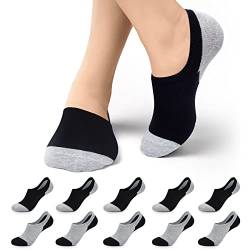 Falechay Sneaker Socken Herren 43-46 Füßlinge Damen 10 Paar Unsichtbare Kurze No Show Socken A-Schwarz-Grau von Falechay