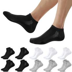 Falechay Sneaker Socken Herren Damen 10 Paar Kurze Sportsocken Atmungsaktive Baumwolle Halbsocken,Schwarz-Weiß-Grau 39-42 von Falechay