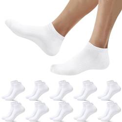 Falechay Sneaker Socken Herren Damen Kurz Socken Weiß Sportsocken 10 Paar Atmungsaktive Halbsocken,Weiß 35-38 von Falechay