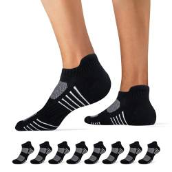 Falechay Sneaker Socken Herren Damen Socken baumwolle 8 Paar Sportsocken Schwarz Kurze LaufSocken,Schwarz 43-46 von Falechay