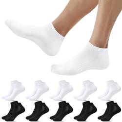 Falechay Sneaker Socken Herren Damen Sportsocken 10 Paar Halbsocken Kurze Atmungsaktive Baumwolle Laufsocken,Schwarz Weiß 47-50 von Falechay