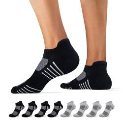 Falechay Sneakersocken Herren Damen Socken baumwolle 8 Paar Sportsocken Kurze LaufSocken,Schwarz Grau 35-38 von Falechay